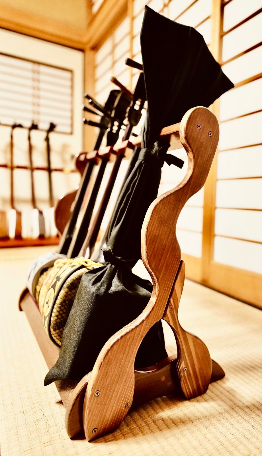 手作り木工 木製三線スタンド