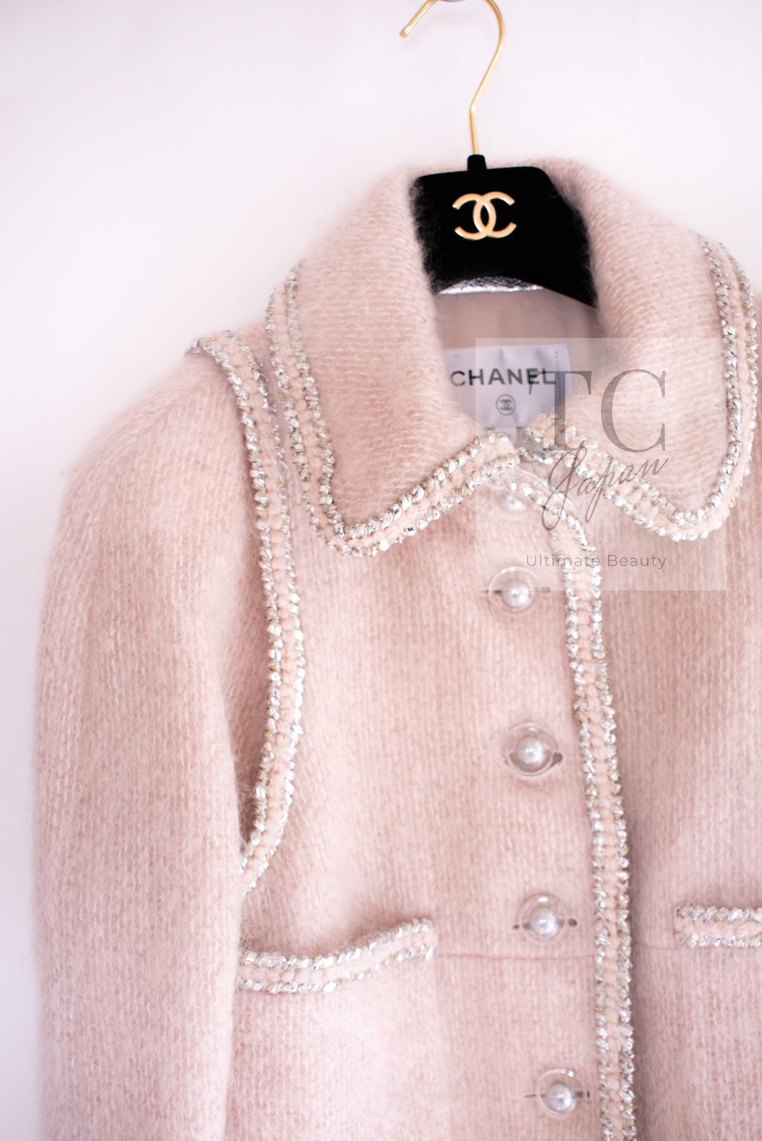 シャネル コート ジャケット CHANEL 軽くてふわふわ 淡い ベビーピンク