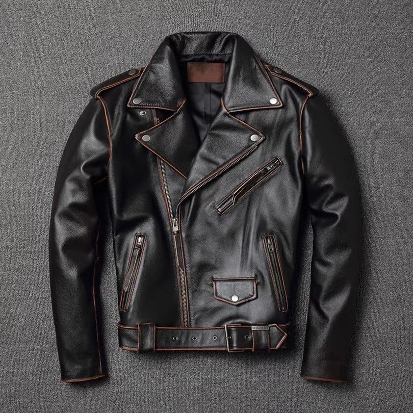 シングルライダース レザージャケット ライダースジャケット 本革 革ジャン カウハイド S-M L XL 2XL 3XL 4XLサイズ選択 バイクレザー 機関車 メンズファ