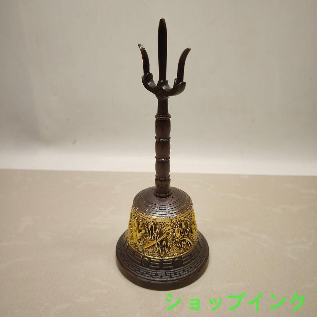 銅製 太極八卦 三叉手鈴 法器 装飾品 工芸品 美術品 置物 銅製八仙鈴 三清鈴 三叉法器 道家用品太極八卦鈴 鎮宅辟邪 開運