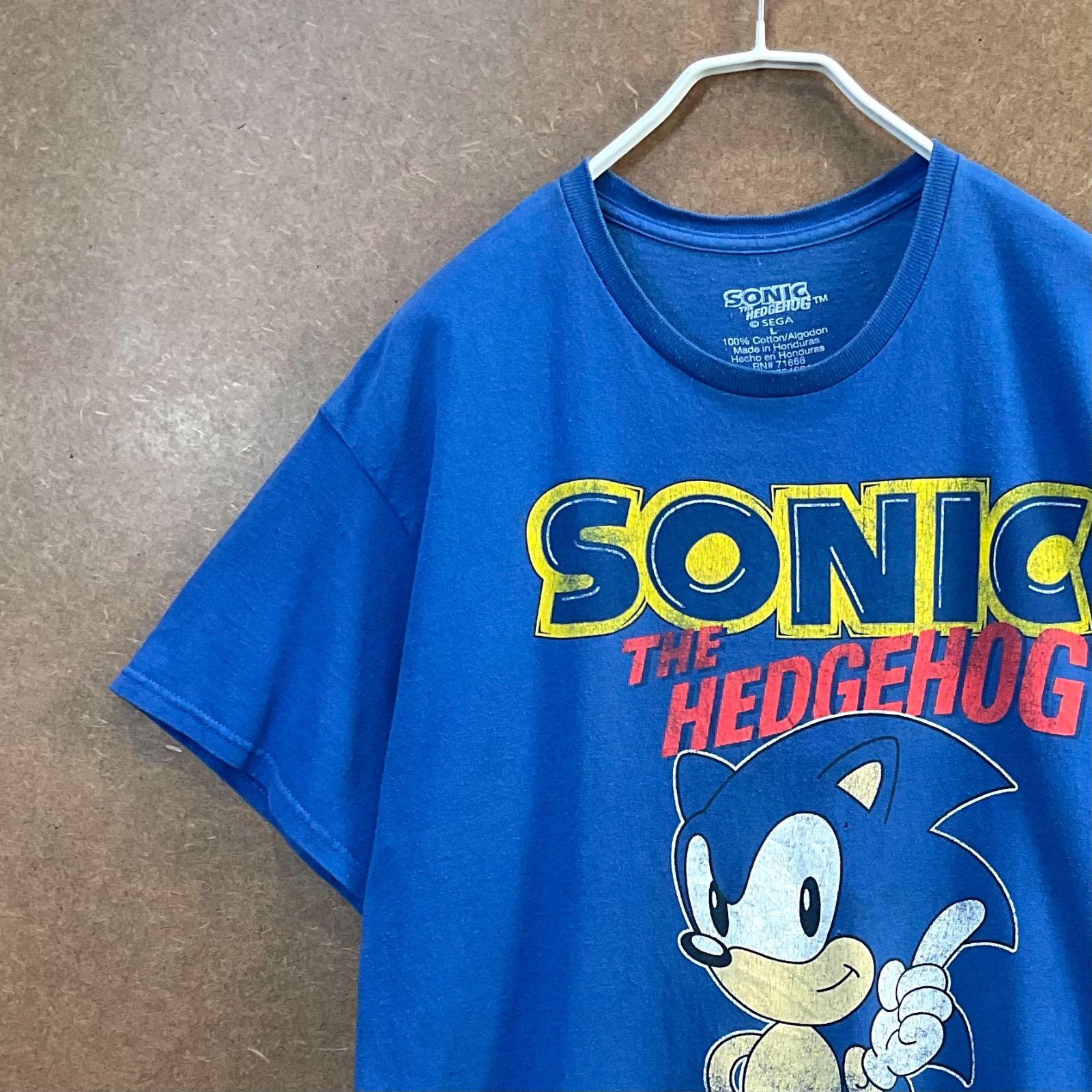 US古着 ソニックザヘッジホッグ レトロゲームキャライラスト半袖t 