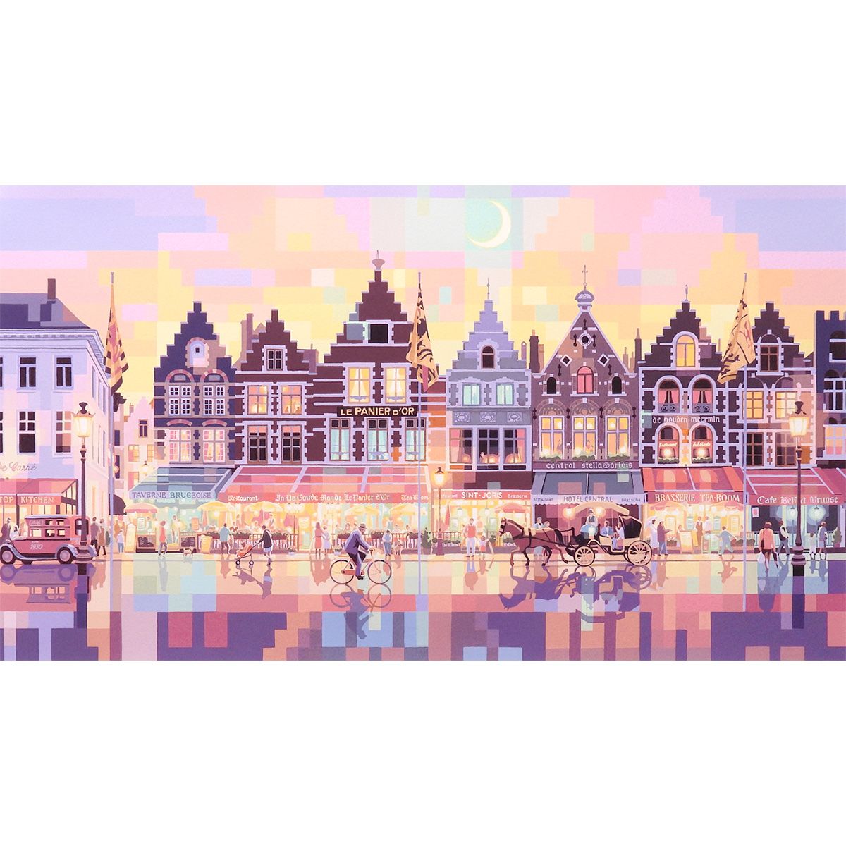 笹倉鉄平 ステップト ゲイブルズ 風景画 作家直筆サイン オランダ 街並み 夜景表現を追求した 版画 絵画 げ交渉