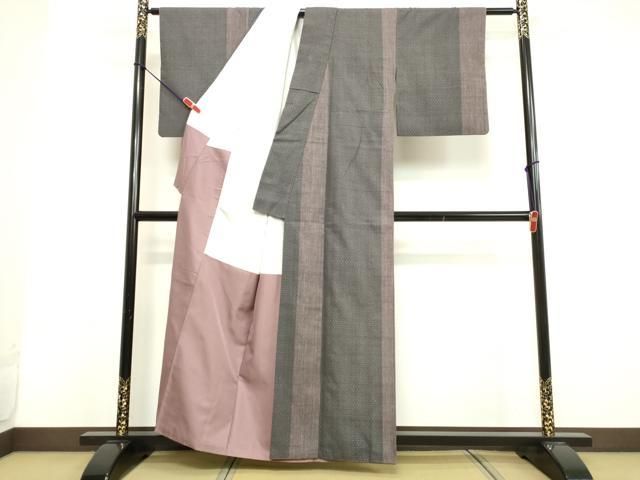 平和屋着物○本場結城紬 重要無形文化財 結城紬 蚊絣 間道 正絹 逸品  