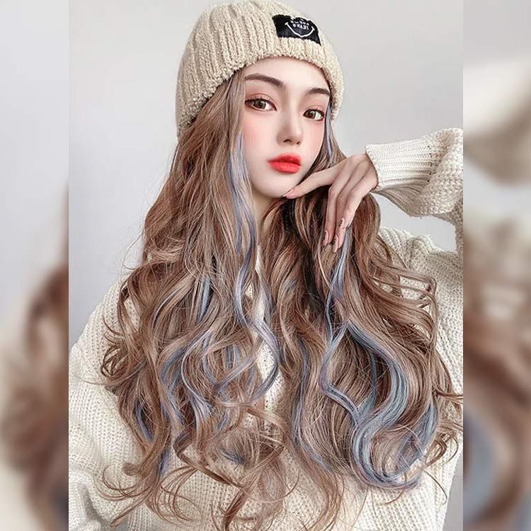 ERIIー様6点❤️♡SHEIN♡帽子付きウィッグロングカール金髪 ウィッグ 帽子付きウィッグ ニット帽ウィッグ ロング カール