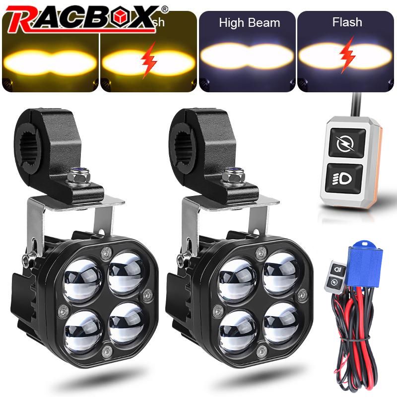 10000LM 白|黄色 LED ワークライト バイク 二輪 スクエアスポットライト 補助ヘッドライト ドライビングフォグランプ 自動車 トラック SUV
