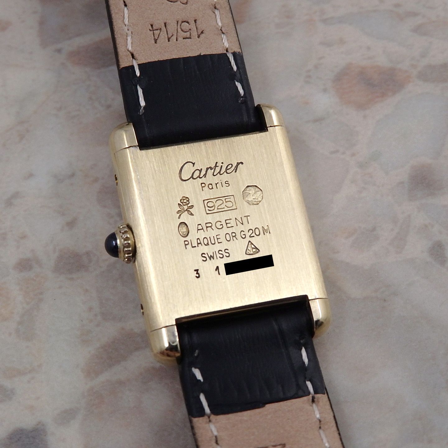 カルティエ must de Cartier Tank SM Trinity stripe 手巻き 