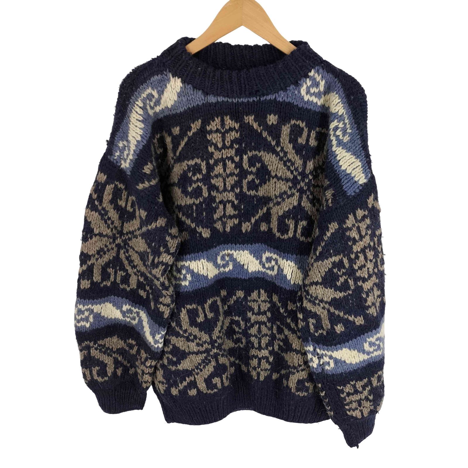 ユーズドフルギ USED古着 Rey Wear 90s エクアドル製 総柄 ウールニット メンズ 表記無 
