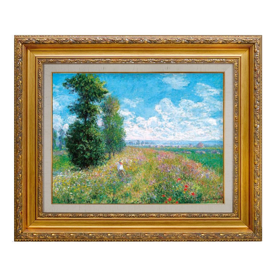 【世界の名画】 クロード・モネ 『ポプラと草原の散歩道』 F6号 複製画 額入り 印象派 透明ジェル加工 ボストン美術館（米）所蔵 PK087