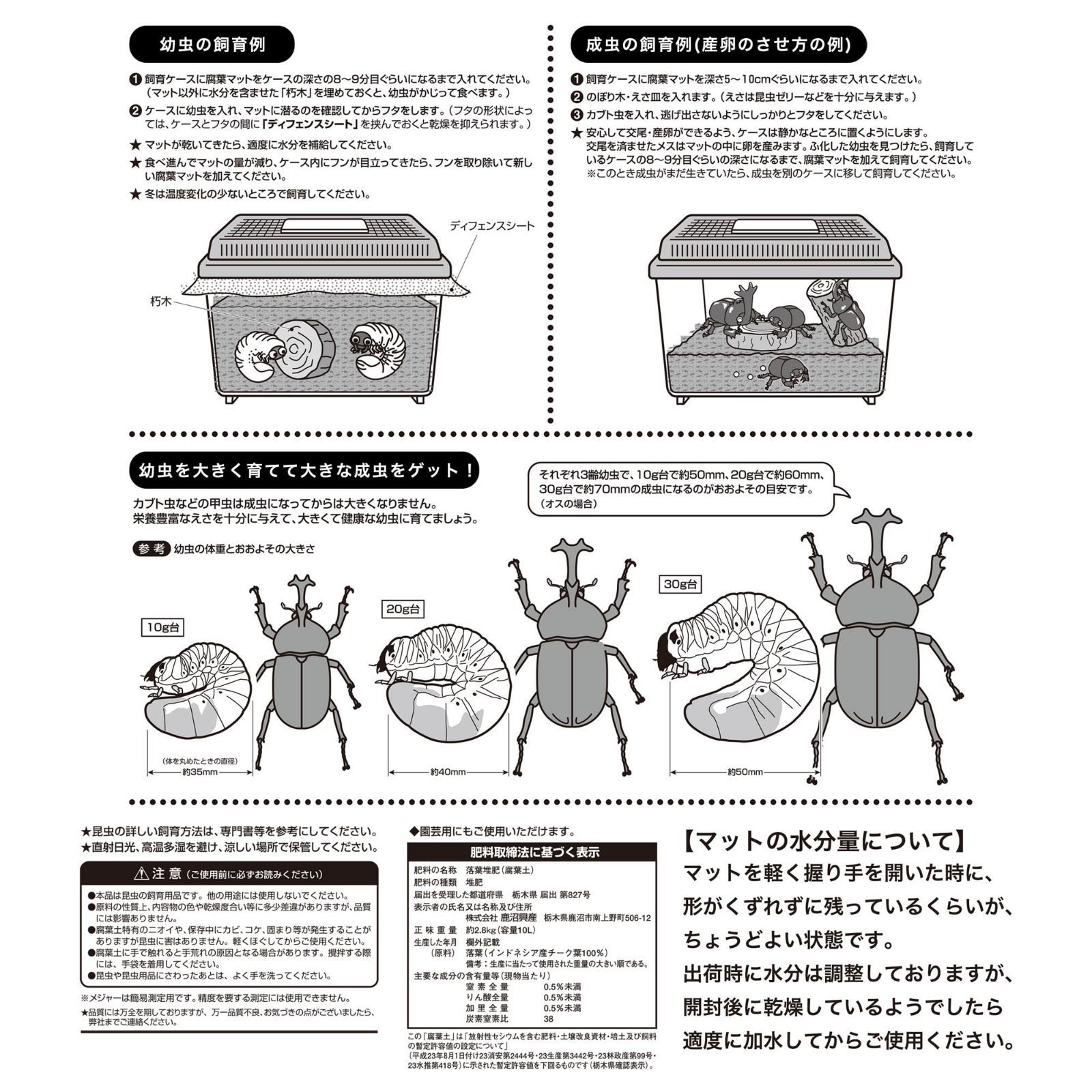 ペット 飼育用品 昆虫 エサ 腐葉土 床材 カブト虫 カブトムシ専用 成虫 10L 幼虫 メガ完熟腐葉マット 広葉樹 プレミアム 無添加 あに〇 -  メルカリ