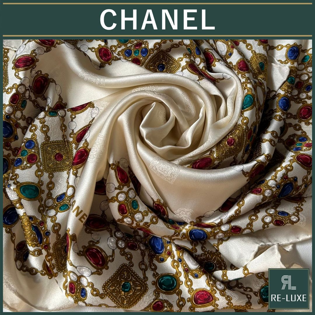 CHANEL ココマーク ビジュー シルク スカーフ 正規品CHANEL シャネル ココマーク ビジュー スカーフ シルク100%_