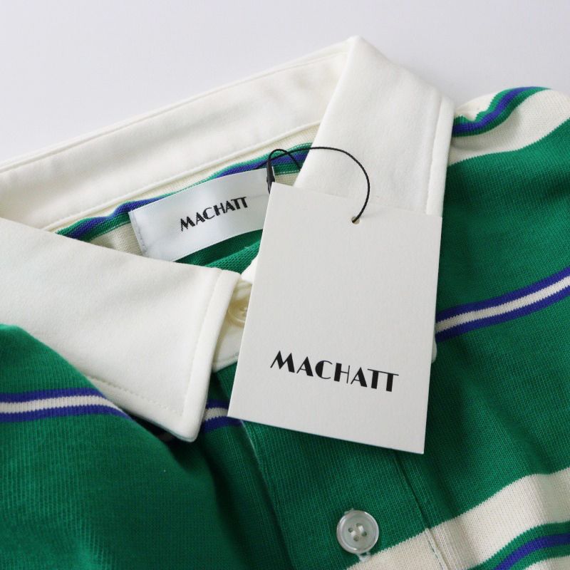 【新品】MACHATT マチャット　ボーダーラガーシャツ　グリーン 新品未使用 定価1.8万 マチャット MACHATT ボーダーラガーシャツ