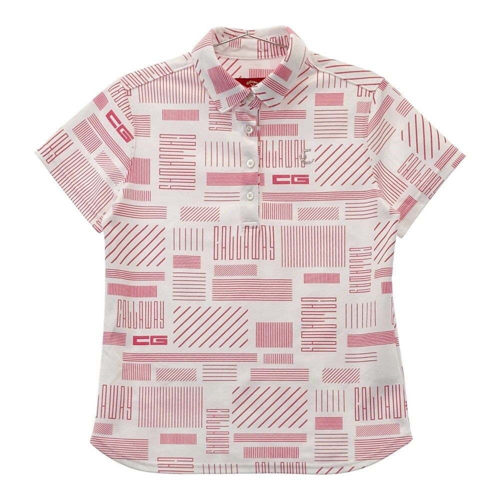 サイズ M CALLAWAY キャロウェイ モデル レッドレーベル 半袖ポロシャツ 総柄 ホワイト系 240101226857 ゴルフウェア レディース ストスト