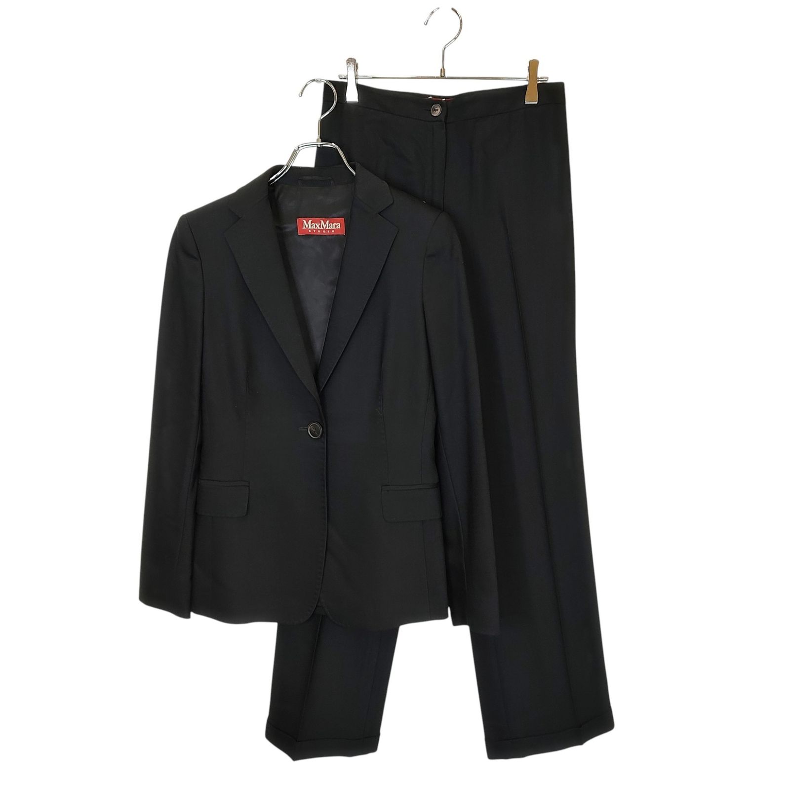 Max Mara STUDIO マックスマーラ スタジオ ウール テーラードジャケット スラックス パンツ スーツ セットアップ 上 60461299 下 61360999 38 ブラック レディース