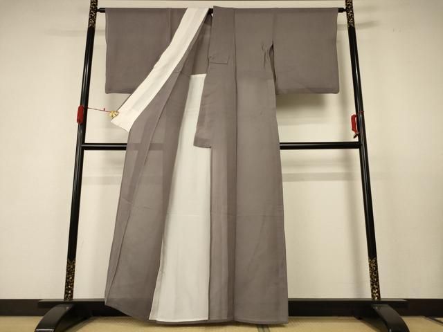 平和屋着物＊夏物 色無地 紗 茶鼠色 正絹 AABC1862jd