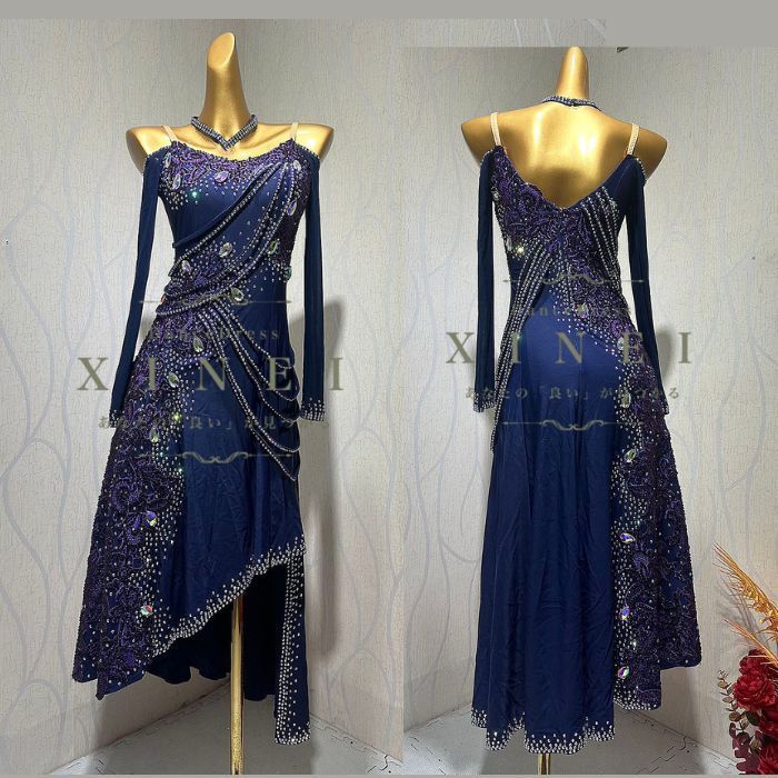 社交ダンス】ジャンティ ネイビーレース スタンダードドレス 社交