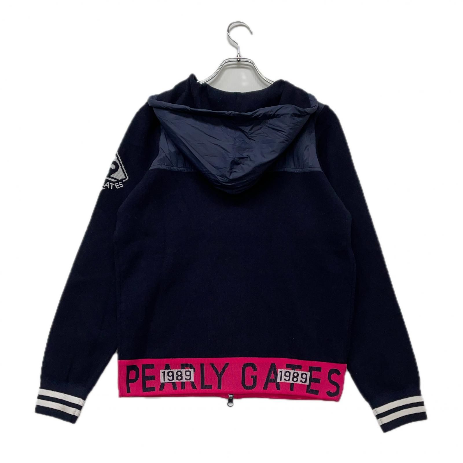 レディース パーリーゲイツ PEARLY GATES ニットアウター 1 M 紺 ネイビー 長袖 パーカー ダブルジップ