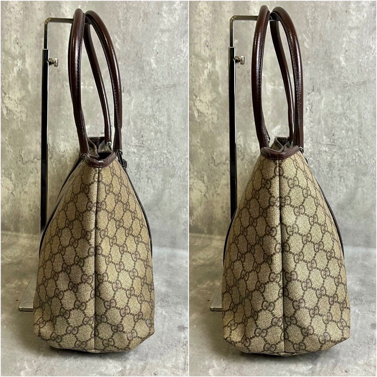 ✨良品✨ GUCCI グッチ トートバッグ ハンドバッグ GGスプリーム GG柄 A4収納 ロゴ型押し シルバー金具 シリアル 肩掛け PVCレザー  レディース ベージュ 肌色 ブラウン 茶色 - メルカリ