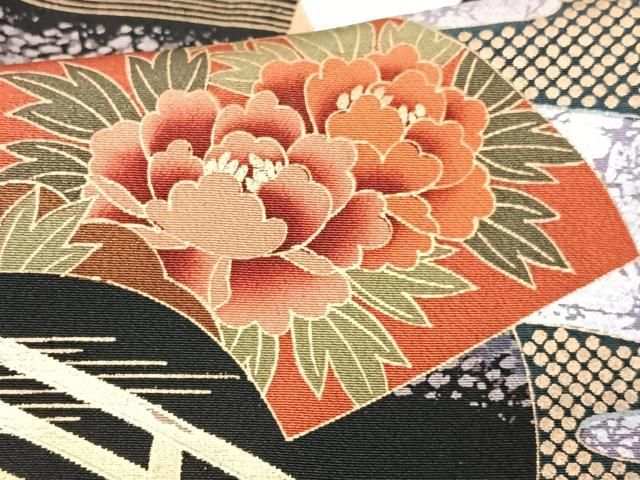 美品 豪華 古典模様 鶴 菊 松 竹 金彩 金駒刺繍 袷 正絹 振袖 着物 平和屋着物□訪問着 駒刺繍 桐 金彩 正絹 逸品 AAAT2826ph