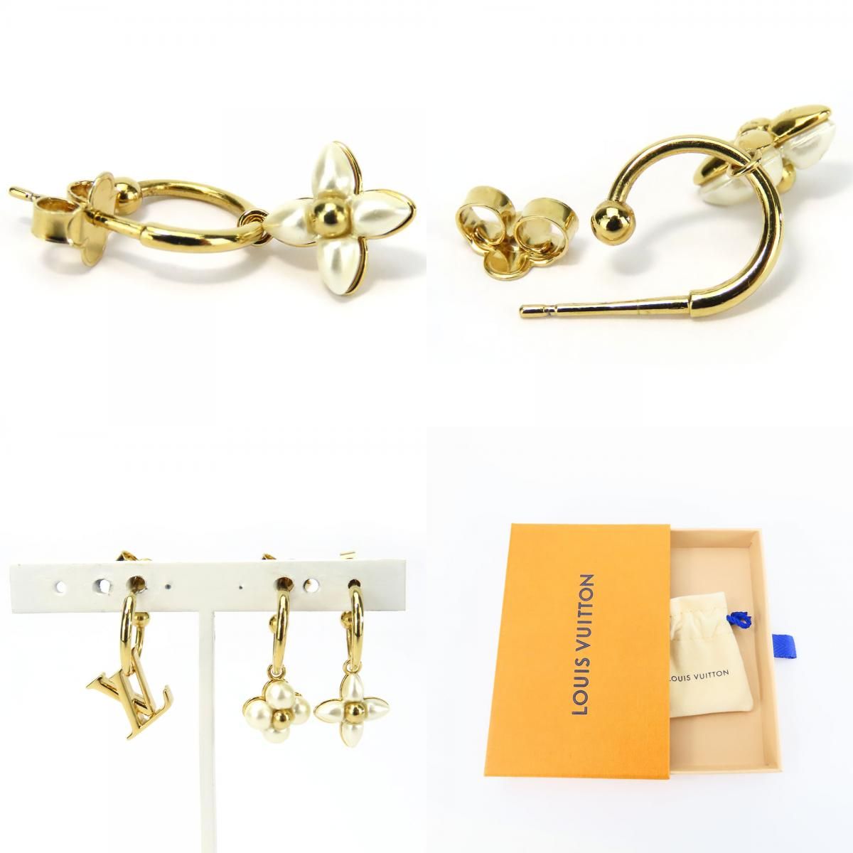 中古】 ルイ・ヴィトン ピアス フローラグラム M01025 メタル ゴールド 