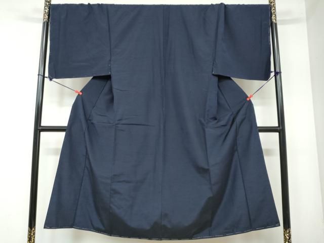 平和屋着物 男性 紬 アンサンブル 長羽織 濃藍色 キングサイズ 正絹 ud