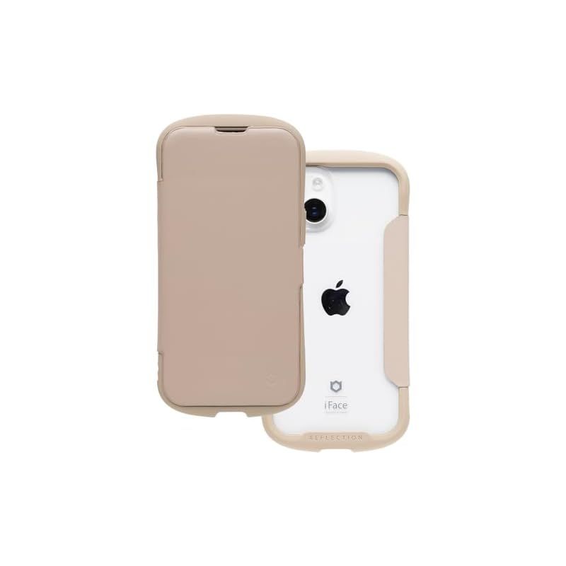 iFace Reflection iPhone 14/13 ケース 手帳型 クリアケース (ベージュ)【 アイフェイス スマホケース 耐衝撃 iPhone13 アイフォン14 アイフォン13 手帳 ダイアリーケース カード収納 ポリカーボネート 】