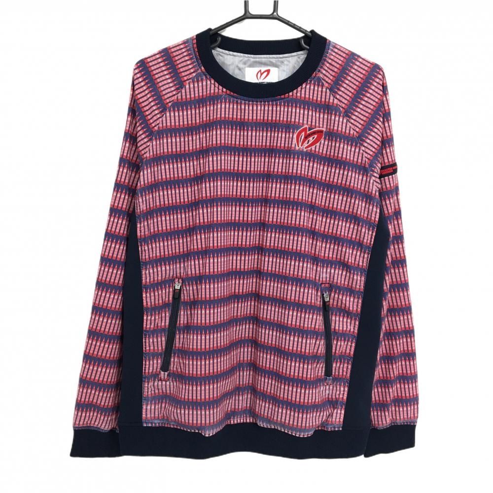 マスターバニー ナイロンスニード レッド×ネイビー 総柄 蓄熱裏地 ブルゾン メンズ 6 XL ゴルフウェア MASTER BUNNY EDITION