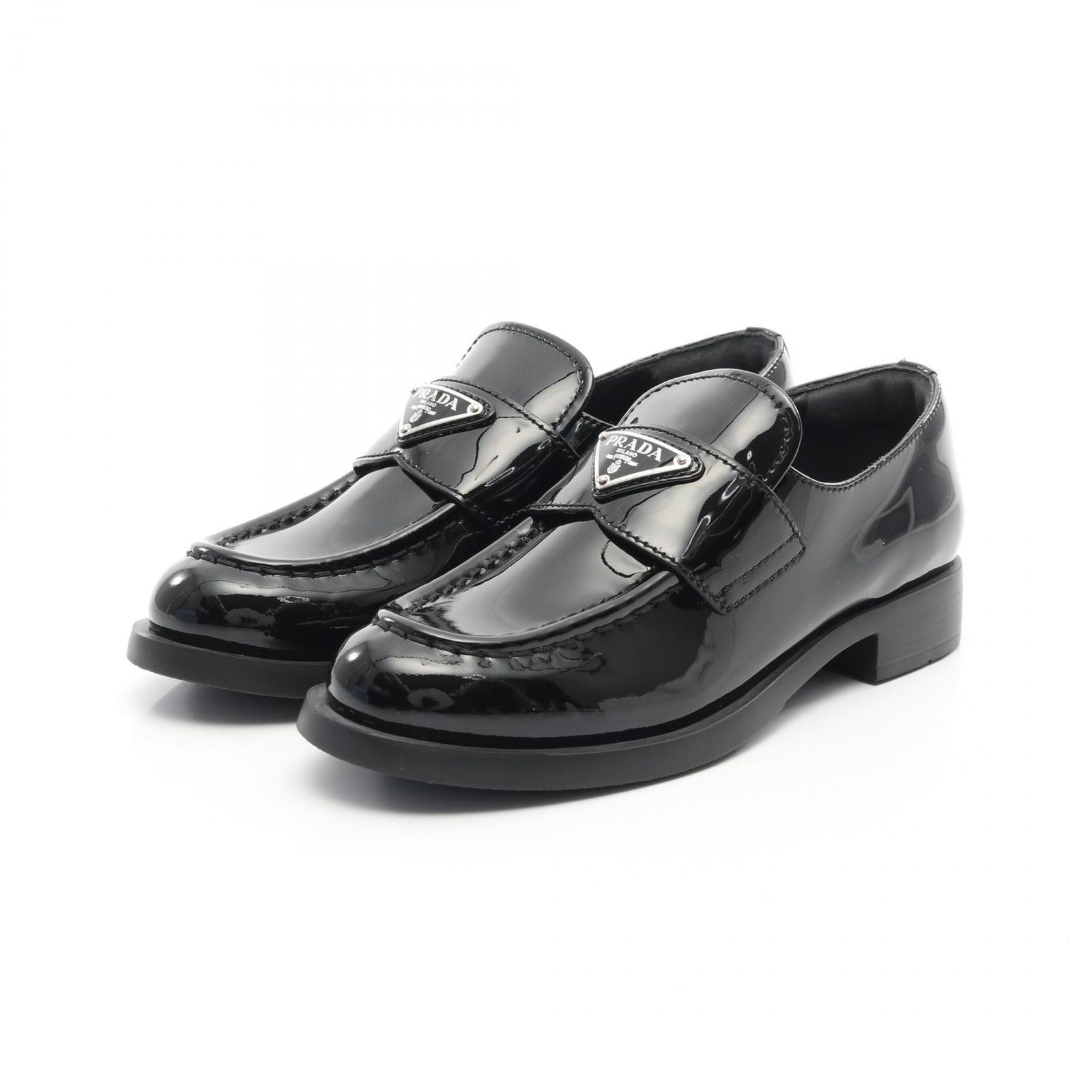 プラダ PRADA ローファー トライアングルロゴ 1D329N ブラック パテントレザー パンプス レディース