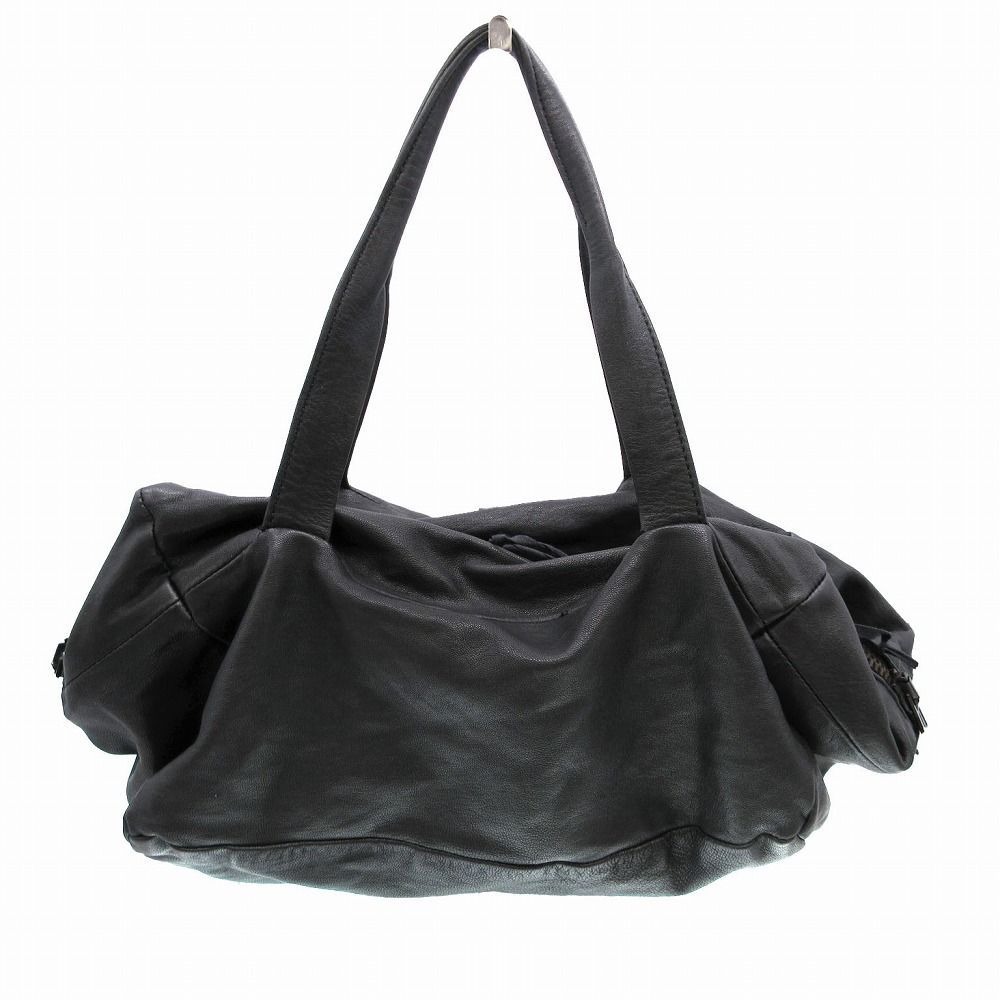 ann demeulemeesterアンドゥムルメステール レザーボストンバッグ 黒