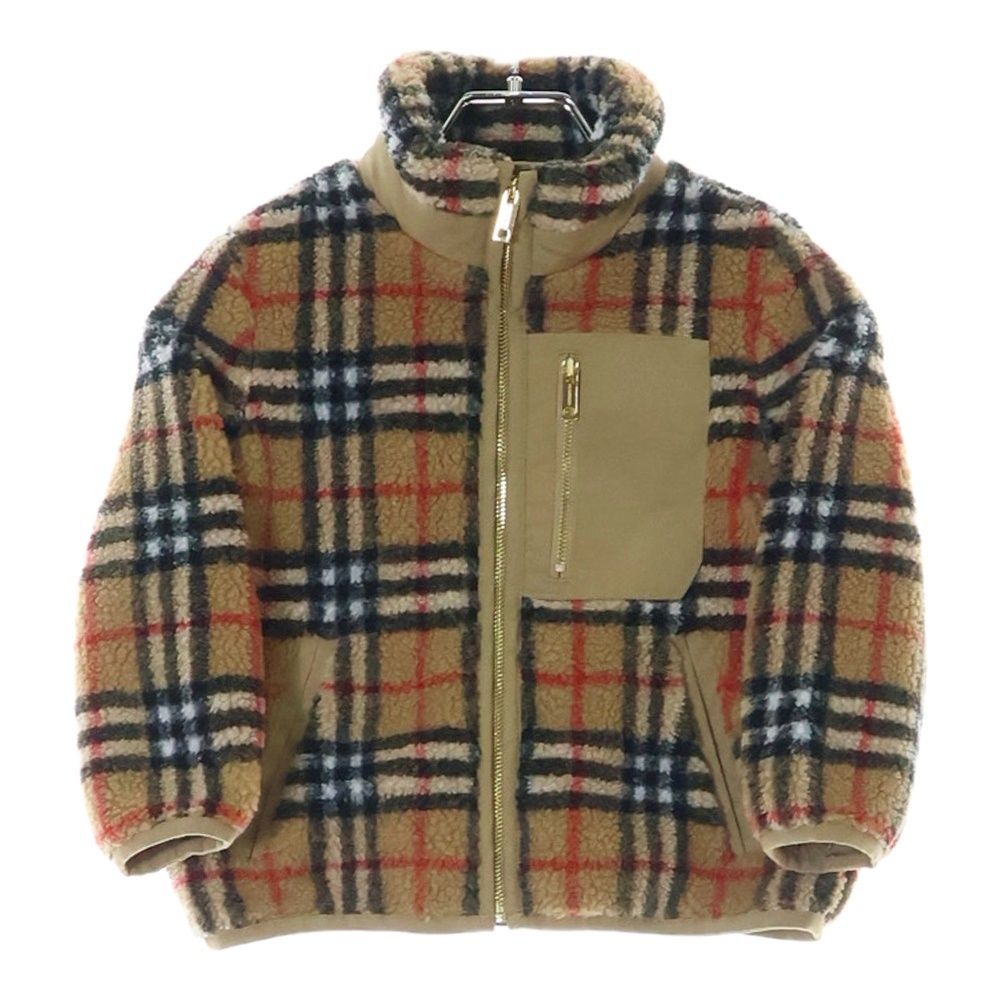 バーバリー　キッズ　メガチェック　ファー付きダウン　ノバチェック　116㎝ BURBERRY (バーバリー) ノヴァチェック フリース ボア