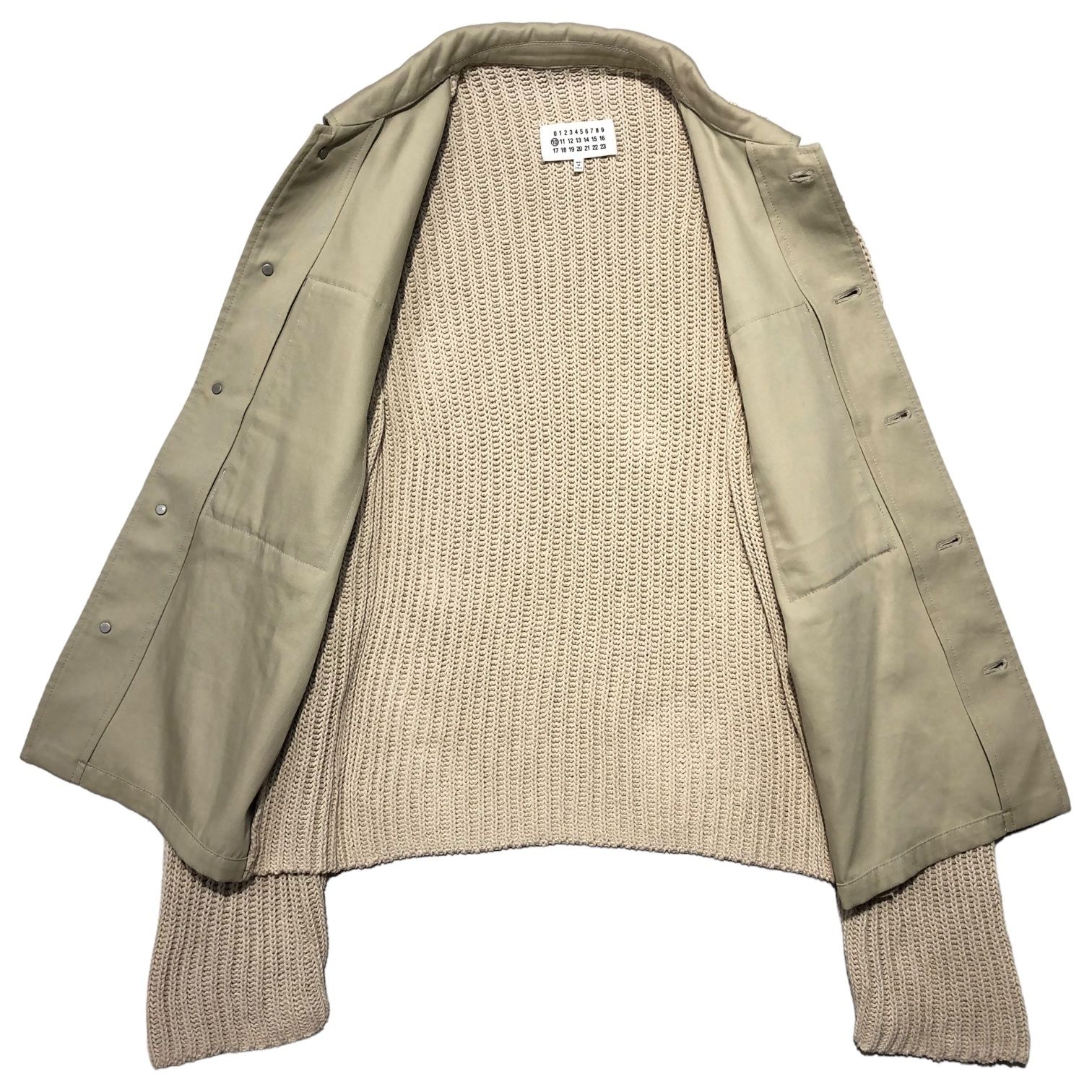 メゾンマルジェラ 20ssニット ドッキング ワークジャケット　ベージュ　カーキ MAISON MARGIELA(メゾンマルジェラ) 20SS knit docking work