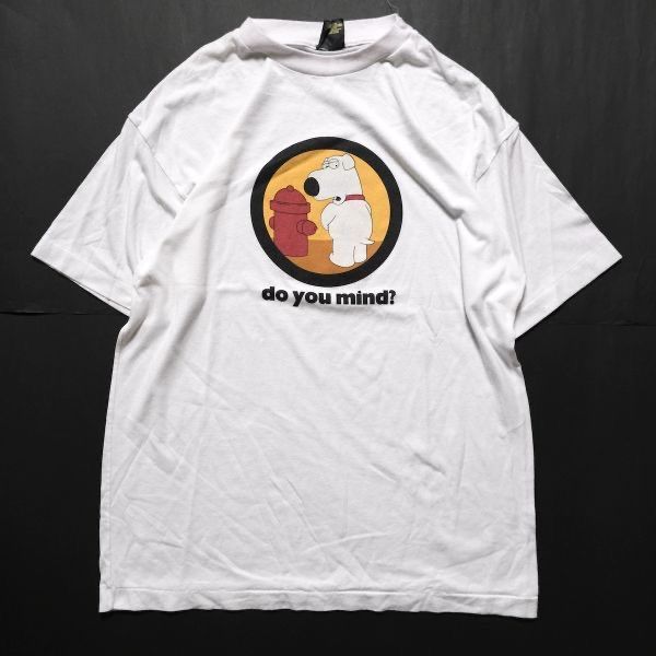 90's ファミリーガイ ブライアン プリント アニメ Tシャツ 白 (L 90's ファミリーガイ ブライアン プリント アニメ Tシャツ 白 (L