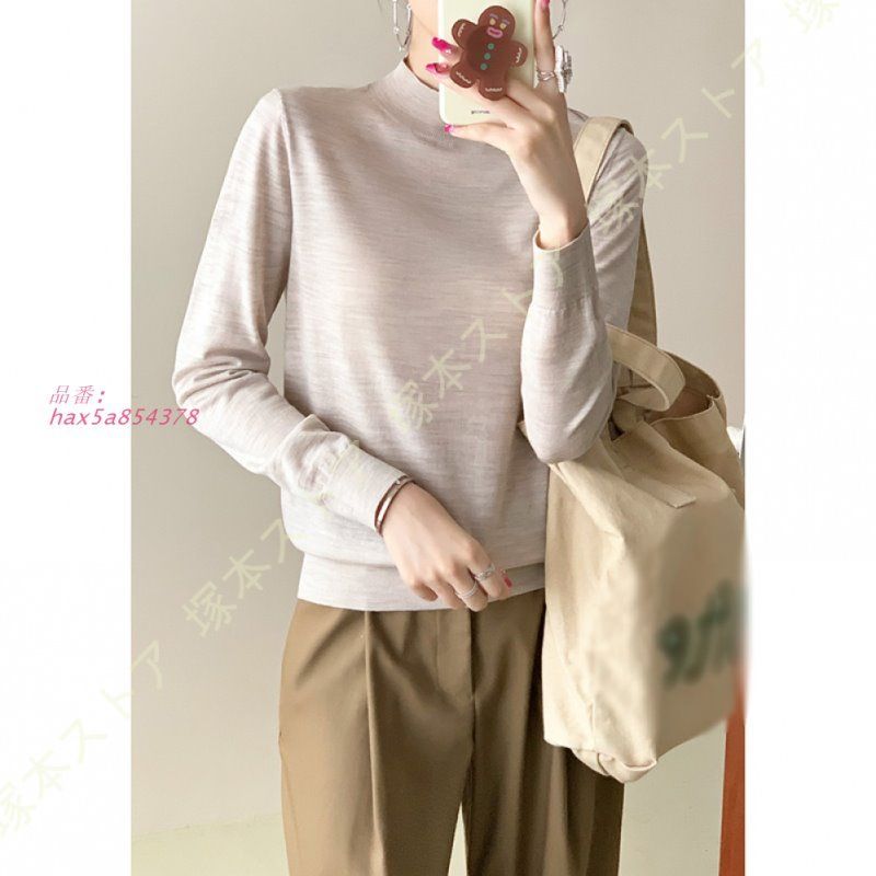  ニットトップス レディース ハイネック 長袖 無地セーター ニットセーター インナー ニット シンプル お出かけ おしゃれ スリム トップス プルオーバー hax 5 a 854378 ノースリーブ ニット セーター