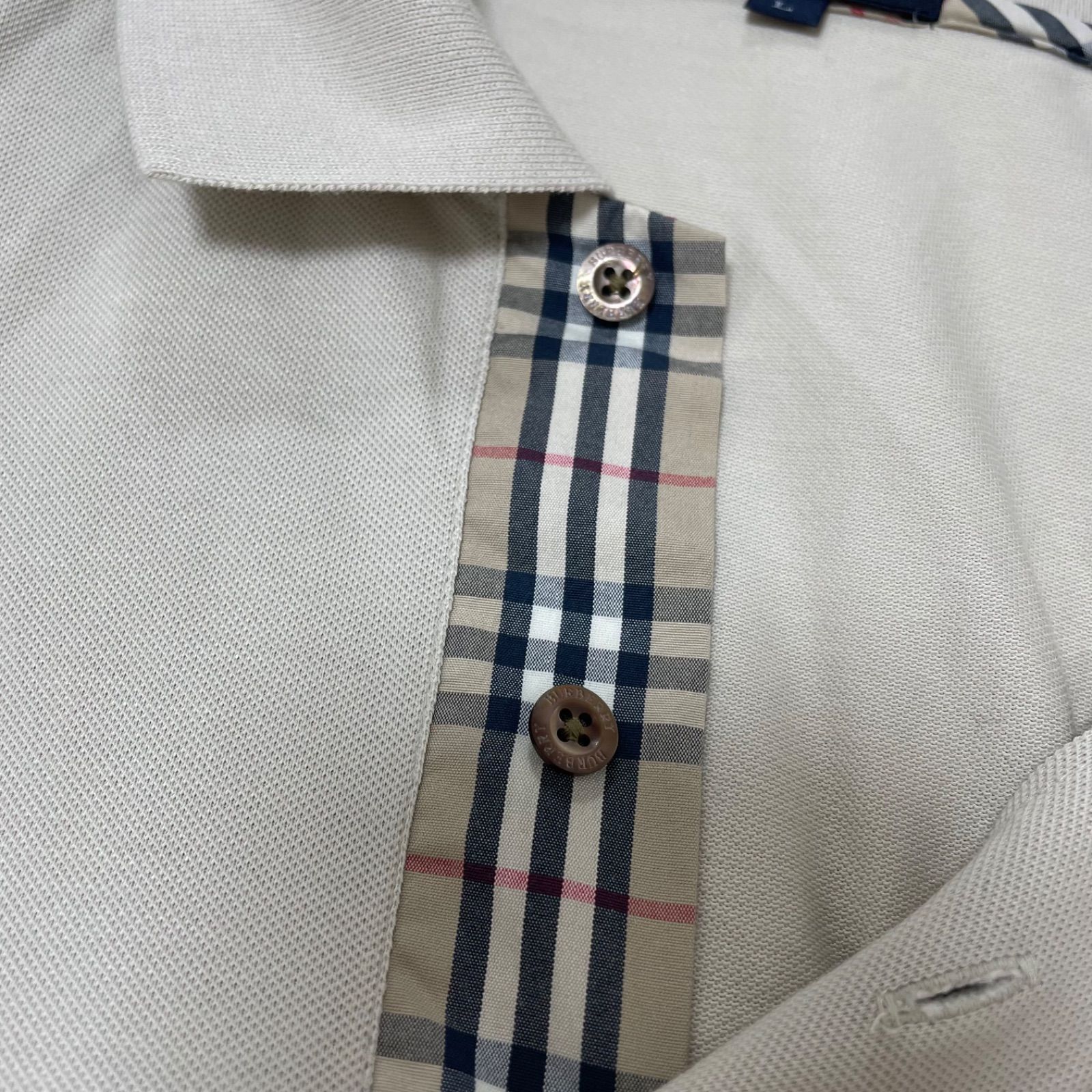 希少☆BURBERRY LONDONホースロゴ刺繍ベージュポロシャツ中古美