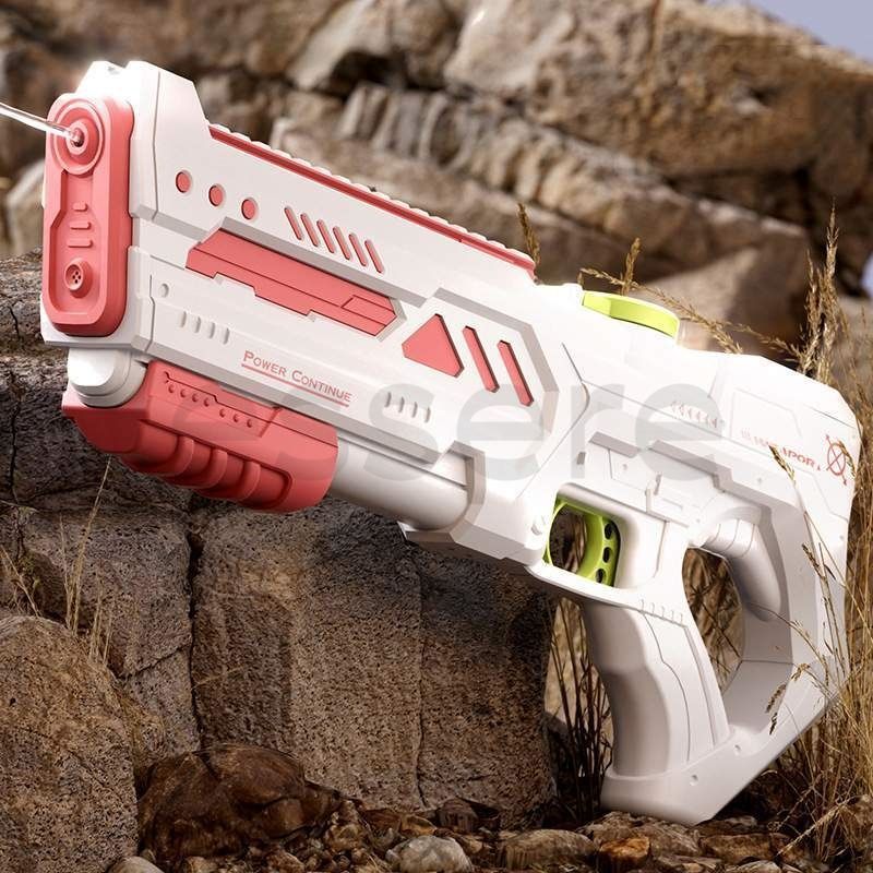 ウォーターガン 水鉄砲 飛距離最大15m 300ml 電動連射 自動吸水 手動 玩具 夏 レジャー 水遊び おもちゃ 大人用 子供 ホワイト