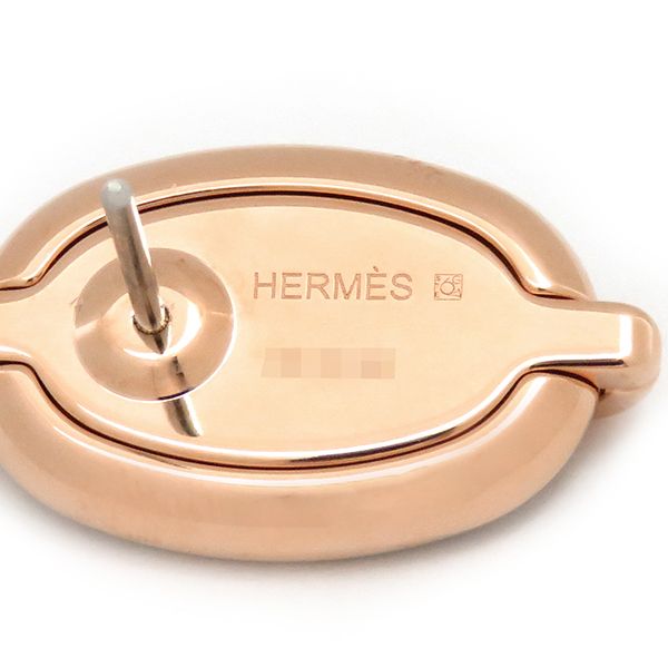 エルメス HERMES ピアス ミニマイヨン GP エナメル マロングラッセXピンクゴールド シェーヌダンクル 茶 ベージュ  【箱】【中古】