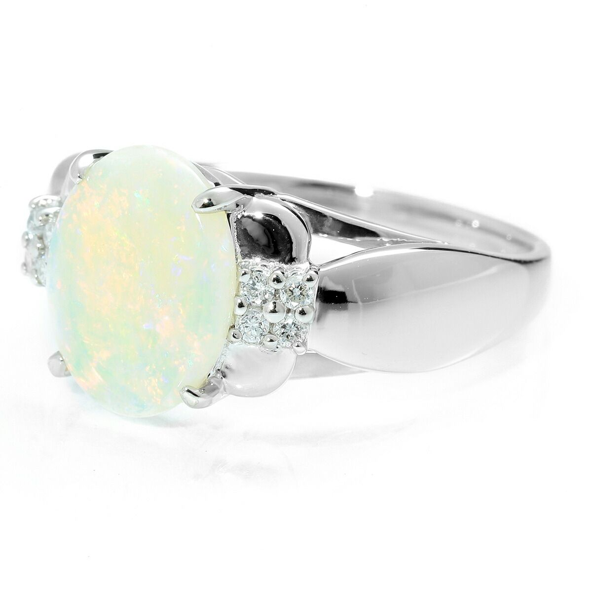 リング 指輪 オパール 1.61ct ダイヤモンド Pt900 14号 中古  