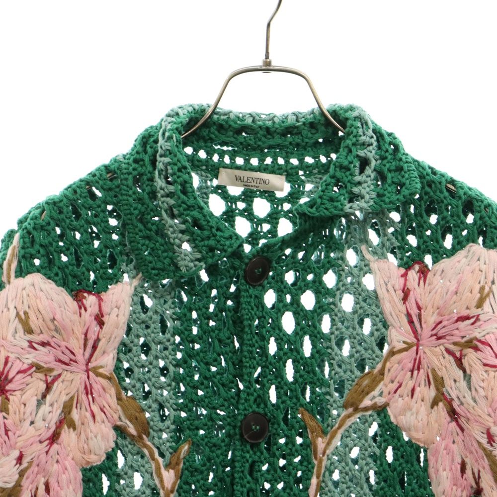 VALENTINO (ヴァレンチノ) floral-embroidered crochet shirt