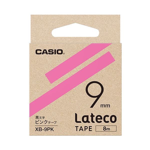 （まとめ）カシオ ラテコ 詰替用テープ9mm×8m ピンク/黒文字 XB-9PK 1個