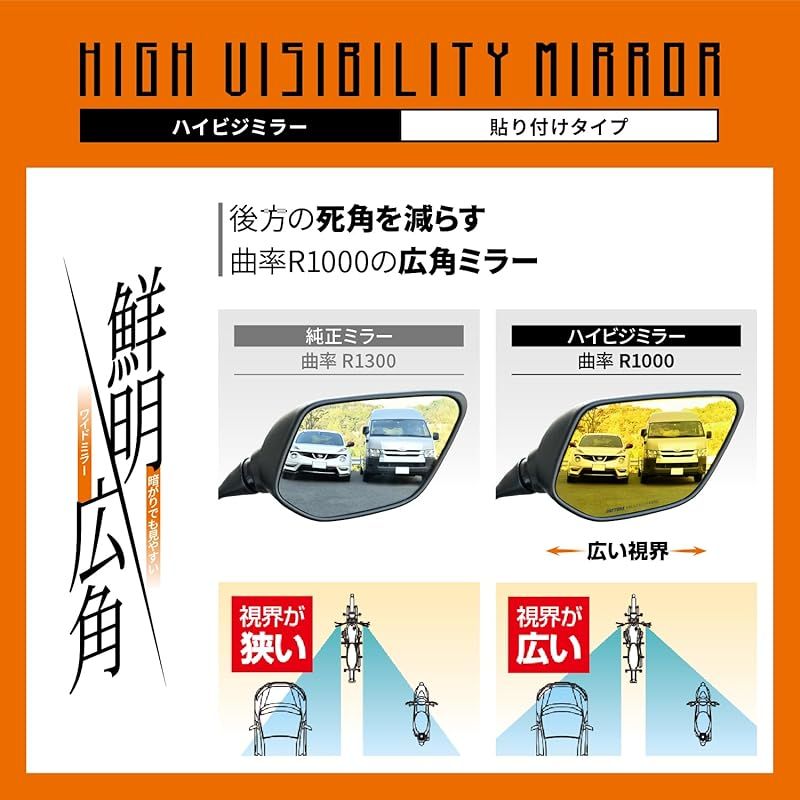 デイトナ(Daytona) バイク ミラー 貼り付けタイプ Z900RSなど