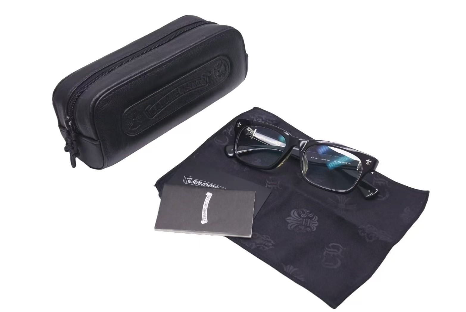 CHROME HEARTS クロムハーツ GITTIN ANY？-A メガネ 度入り サイズ5219-145 ブラック プラスチック シルバー925 美品 中古 4c073434