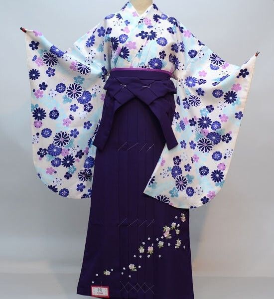 着物袴セット ジュニア用へ直し 135cm～150cm アイボリー 百花斉放 袴変更 卒業式 NO29574-02