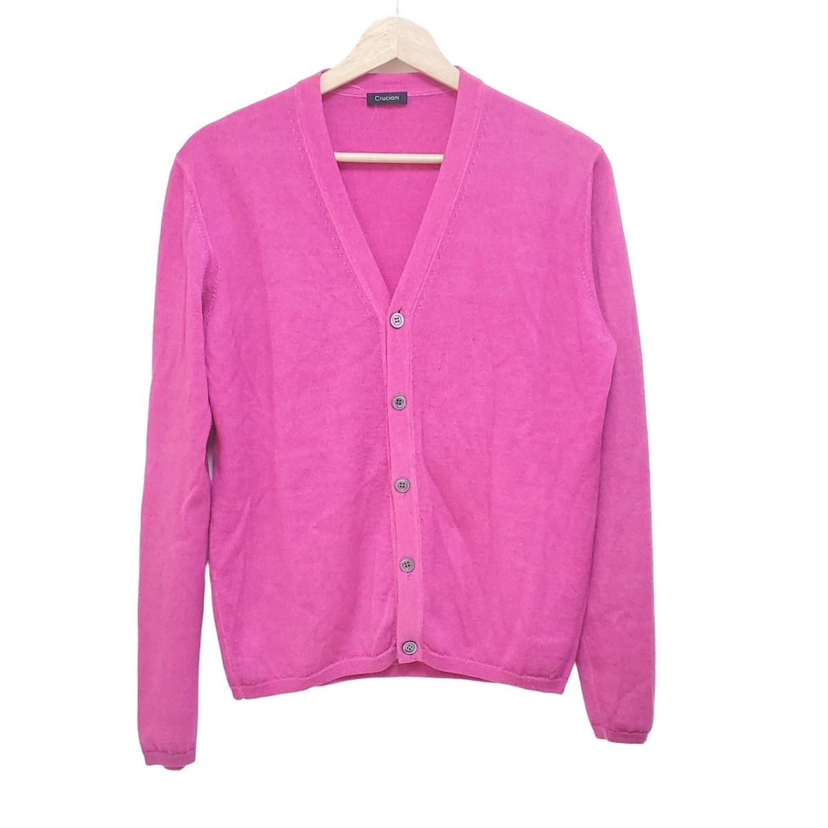 【美品】CRUCIANI クルチアーニ　カーディガン　カシミヤ　シルク　48 美品】CRUCIANI クルチアーニ カーディガン カシミヤ シルク 48 紺