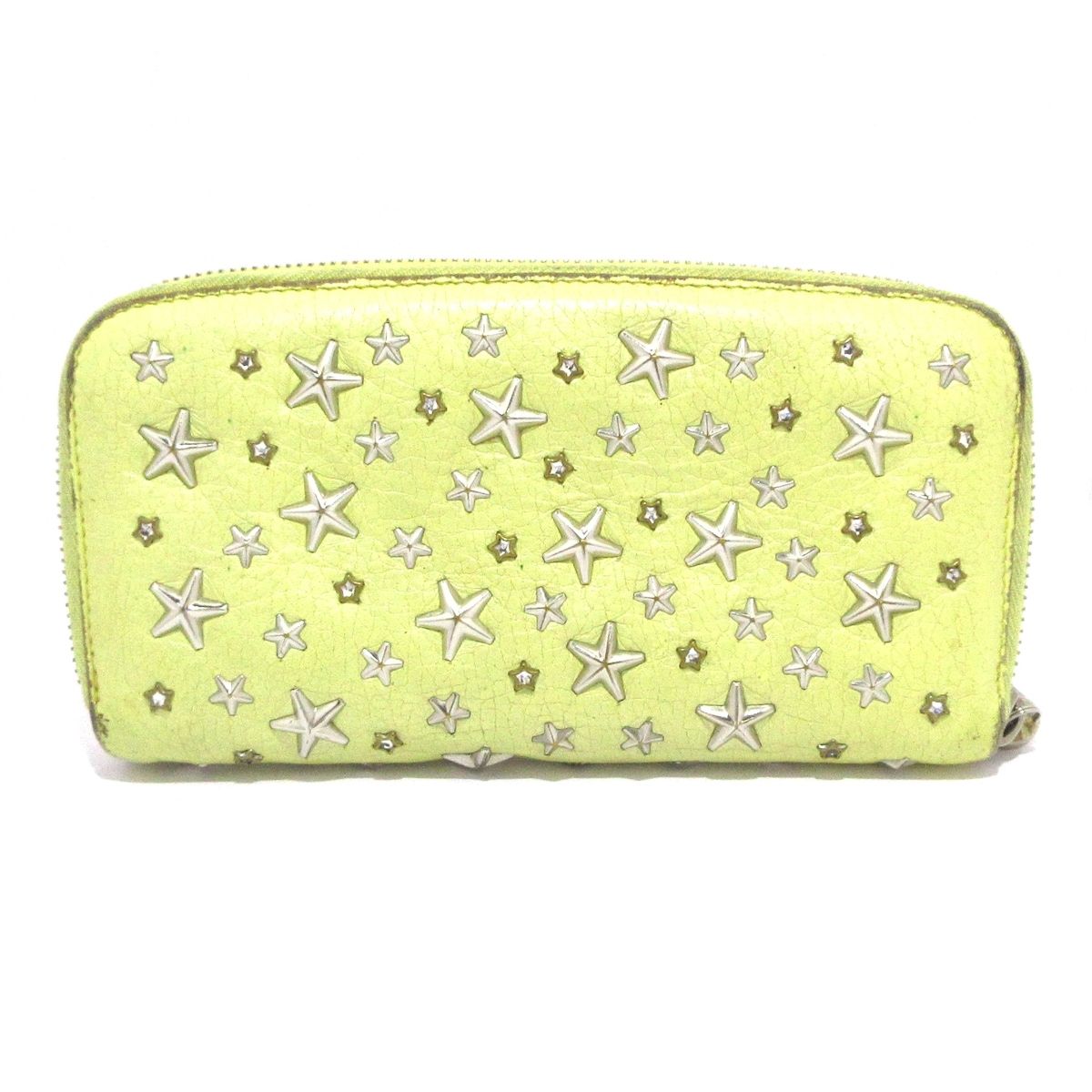 美品JIMMY CHOO ラウンドジップ　長財布　パイソン　イエロー JIMMY CHOO レザーラウンドジップ長財布 イエロー - メルカリ
