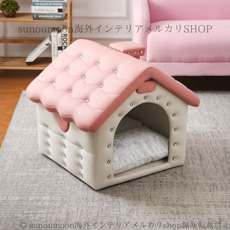 犬小屋 ピンク グレー レッド ブルー ジュエル ペットベッド ペットハウス ハウス お洒落 かわいい シンプル ヨーロピアンスタイル
