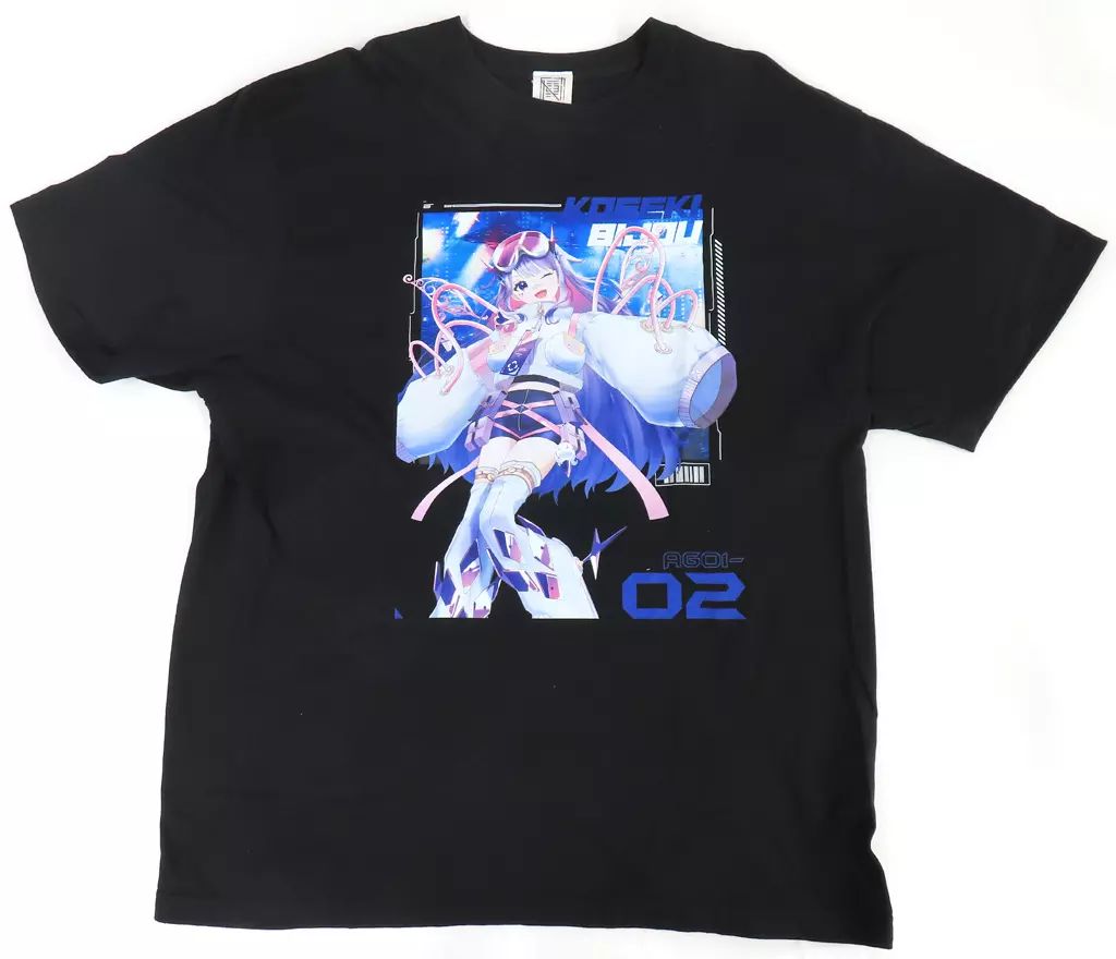 【中古】Tシャツ 古石ビジュー AXGRIT Tシャツ ブラック XXLサイズ 「バーチャルYouTuber ホロライブEnglish -Advent- POP UP SHOP in SHIBUYA TSUTAYA」