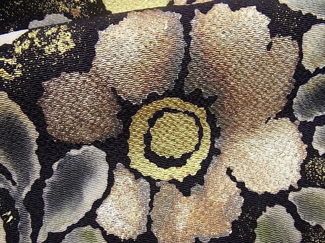 平和屋本店■極上　浦野理一　九寸名古屋帯　花尽くし　金彩　鬼しぼ縮緬　逸品3s986 期間限定セール30％off○極上 浦野理一 九寸名古屋帯 花尽くし 金彩 鬼