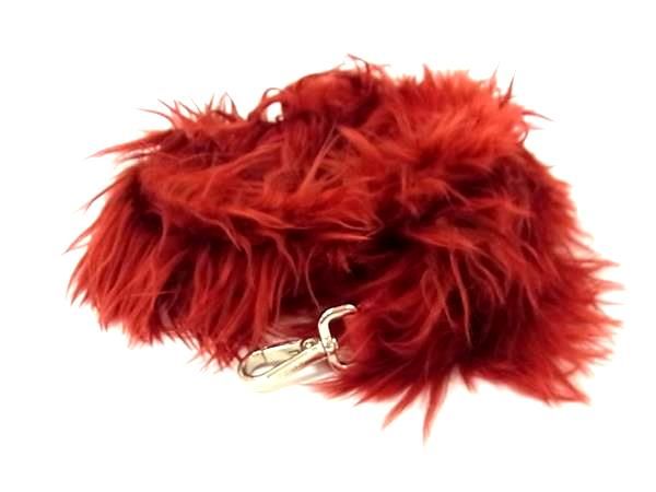 FENDI フェンディ ストラップユー ファー×レザー バッグ用 ショルダーストラップ 肩掛け レッド系 FM6691