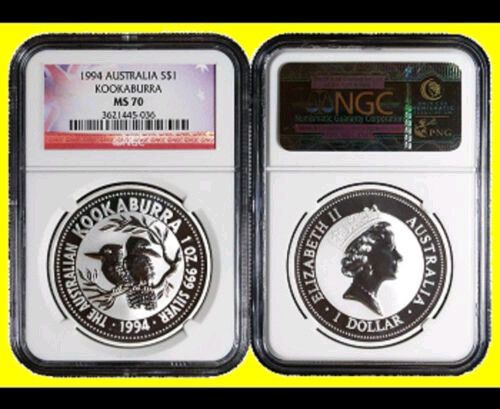 1994 Atralia 1 oz silver Kookaburra PERFECT NGC MS 70 NO S