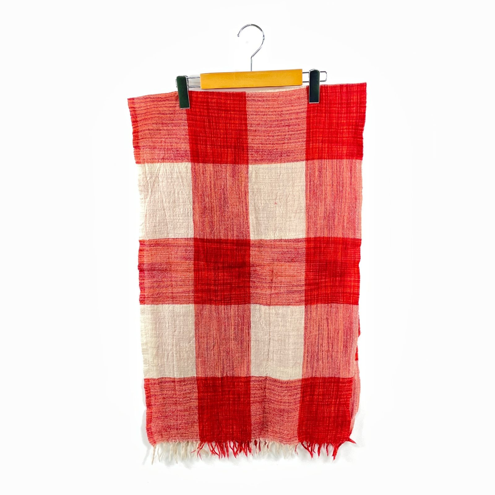 チェック柄と刺繍のショール45R