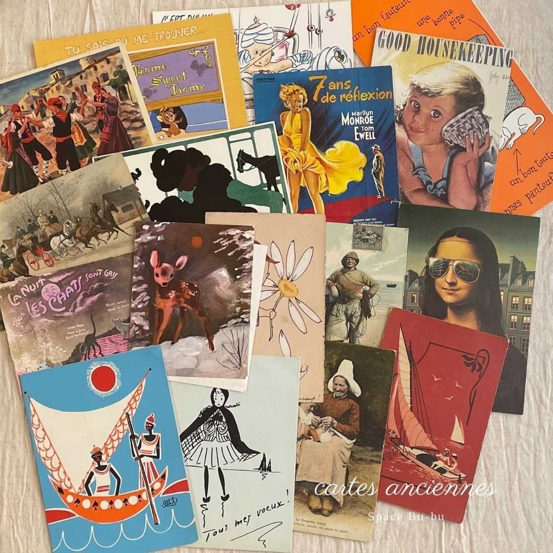 Antique postcard imported directly from France, old picture postcard, fantasy junk journal material, paper stuff